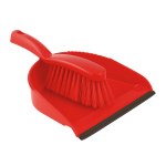 Red Plastic Dustpan and Brush Set
