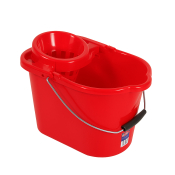 Red Plastic Mop Bucket & Wringer 15ltr