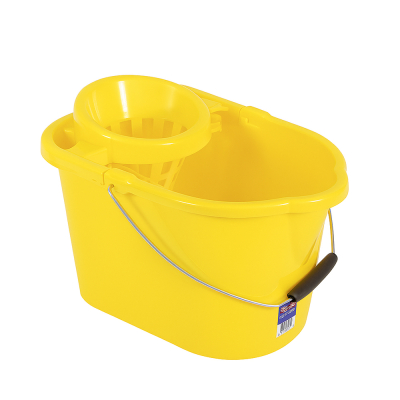 Yellow Plastic Mop Bucket & Wringer 15ltr