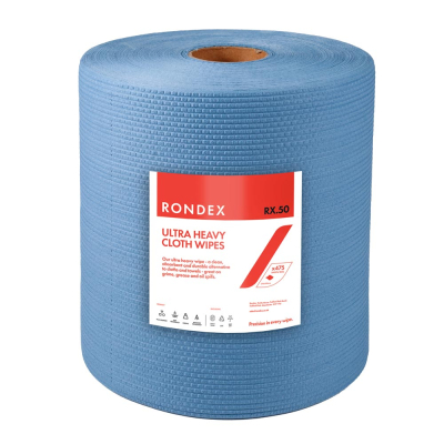 Rondex RX.50 Blue Ultra Heavy Cloth Wipe - 475 Sheets
